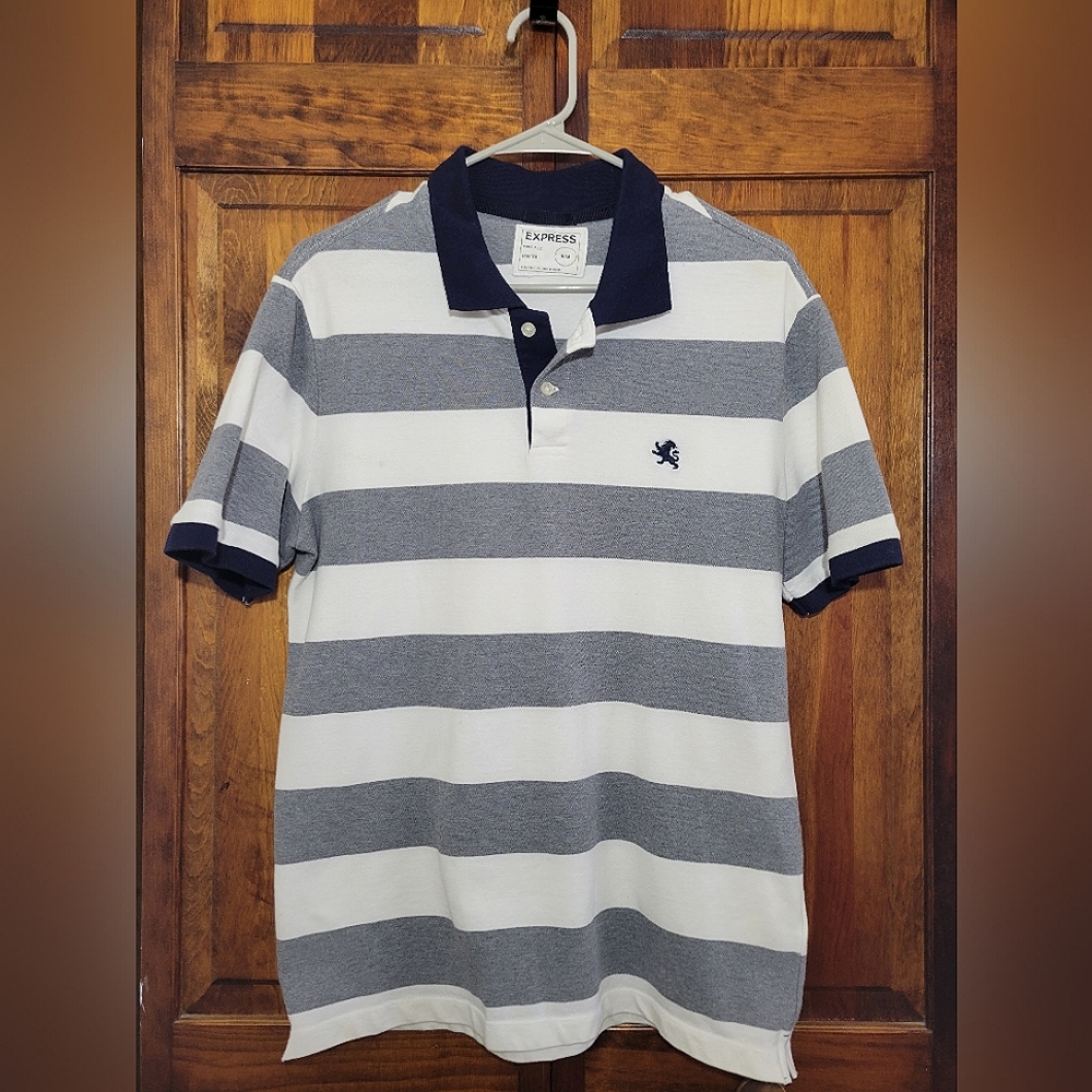 Express - Striped Polo with Contrast Collar